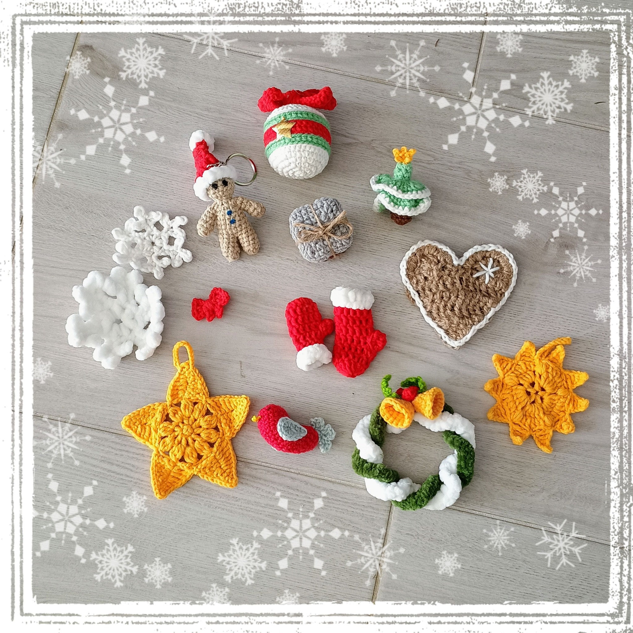 ozdoby na choinkę na szydełku, dekoracje świąteczne szydełkowe, zimowe wzory na choinkę