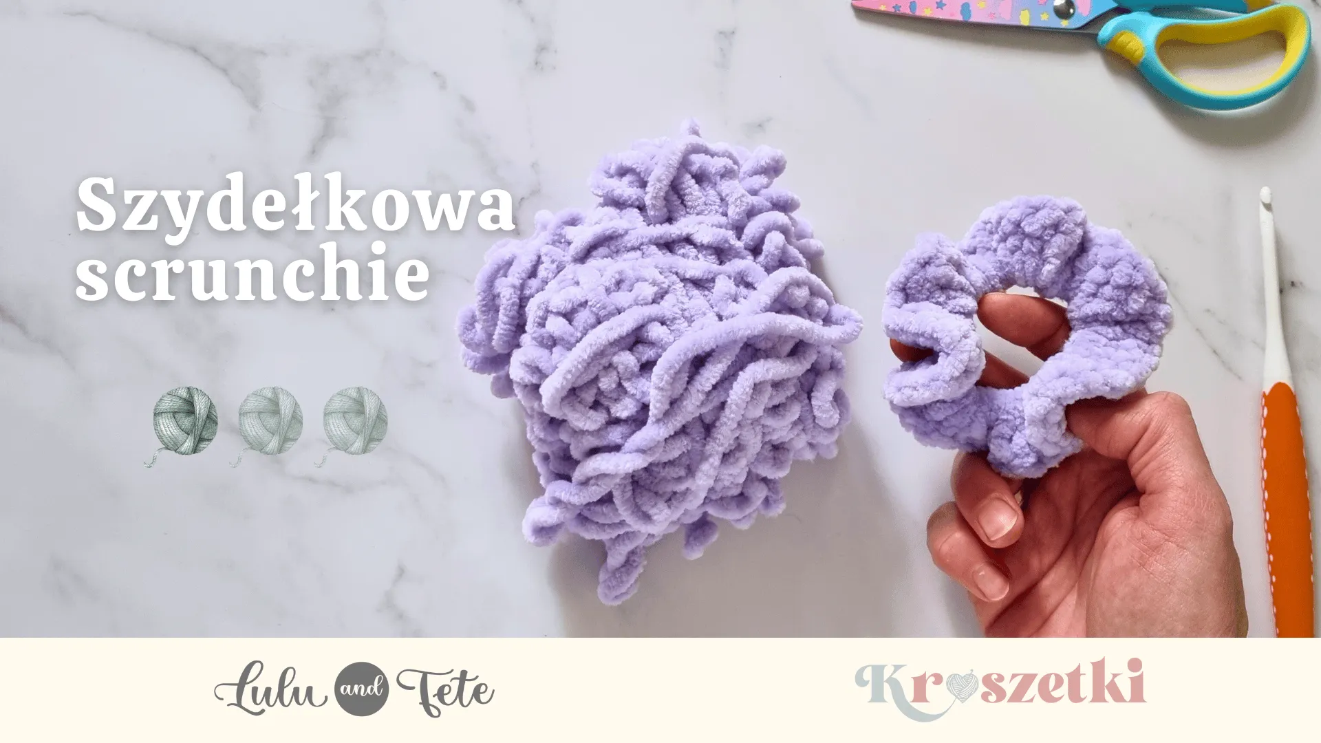 scrunchie szydełkowa frotka wzór opis wykonania dla całkiem początkujących