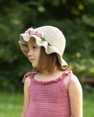 Kapelusz + Różana Opaska na szydełku - E-book 2w1